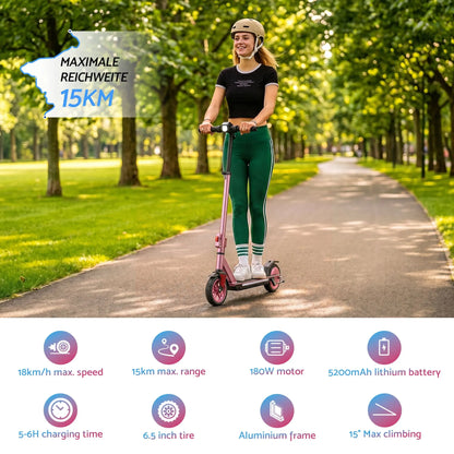 Electric Scooter 180W 18KM/H Adjustable Portable Foldable Height Riding Commuter Teens Adults - Image 4