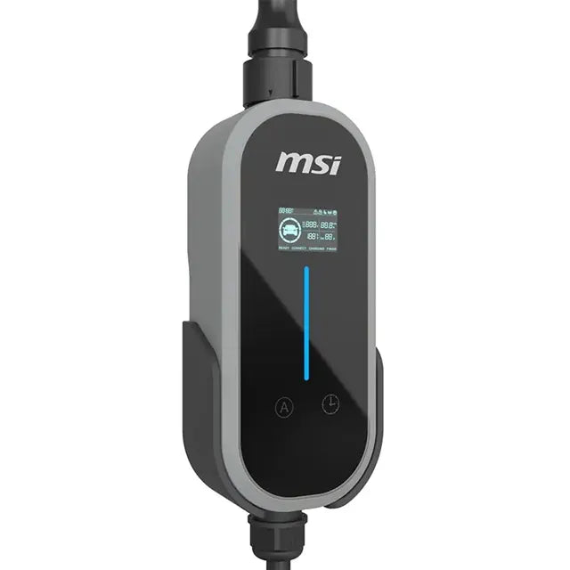 MSI Portable EV Charger Grey Ezgo 10A+15A+Home kit, Single Phase, 230V, 1PH, 2.3KW  3.4KW, 5M Typ...