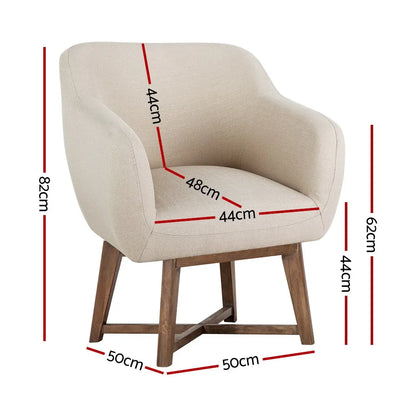 Artiss Armchair Tub Chair Beige Aston - Image 2