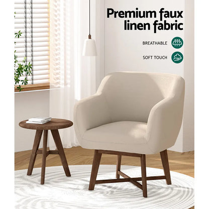 Artiss Armchair Tub Chair Beige Aston - Image 4