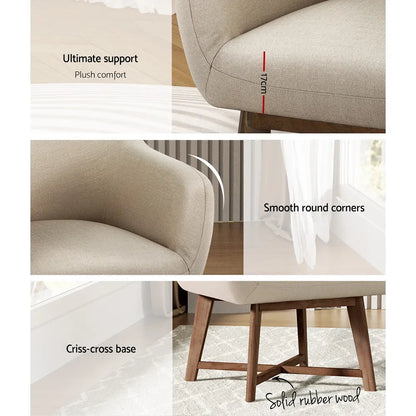 Artiss Armchair Tub Chair Beige Aston - Image 6