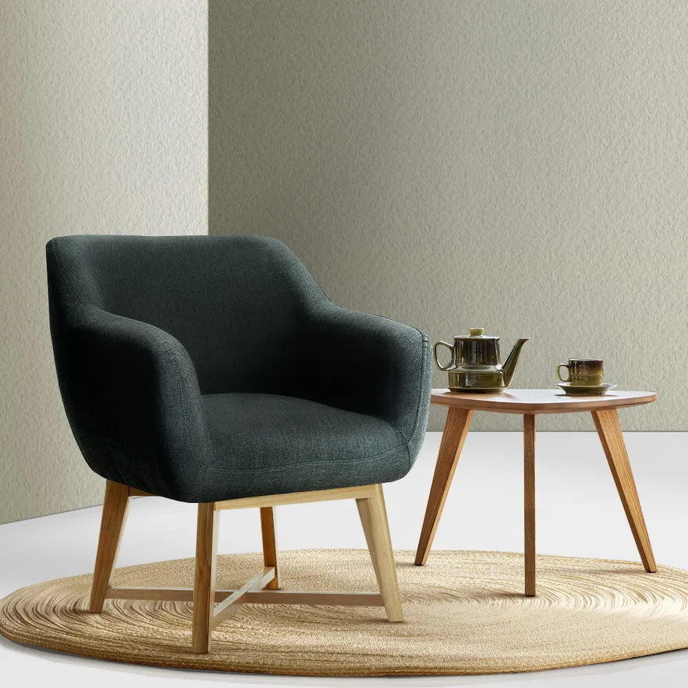 Artiss Armchair Tub Chair Charcoal Aston - Image 8