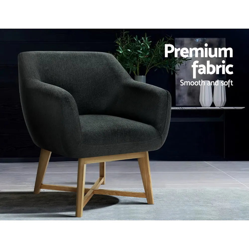 Artiss Armchair Tub Chair Charcoal Aston - Image 5