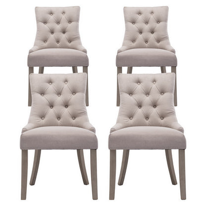 Artiss Dining Chairs Set of 4 Linen French Provincial Beige - Image 3