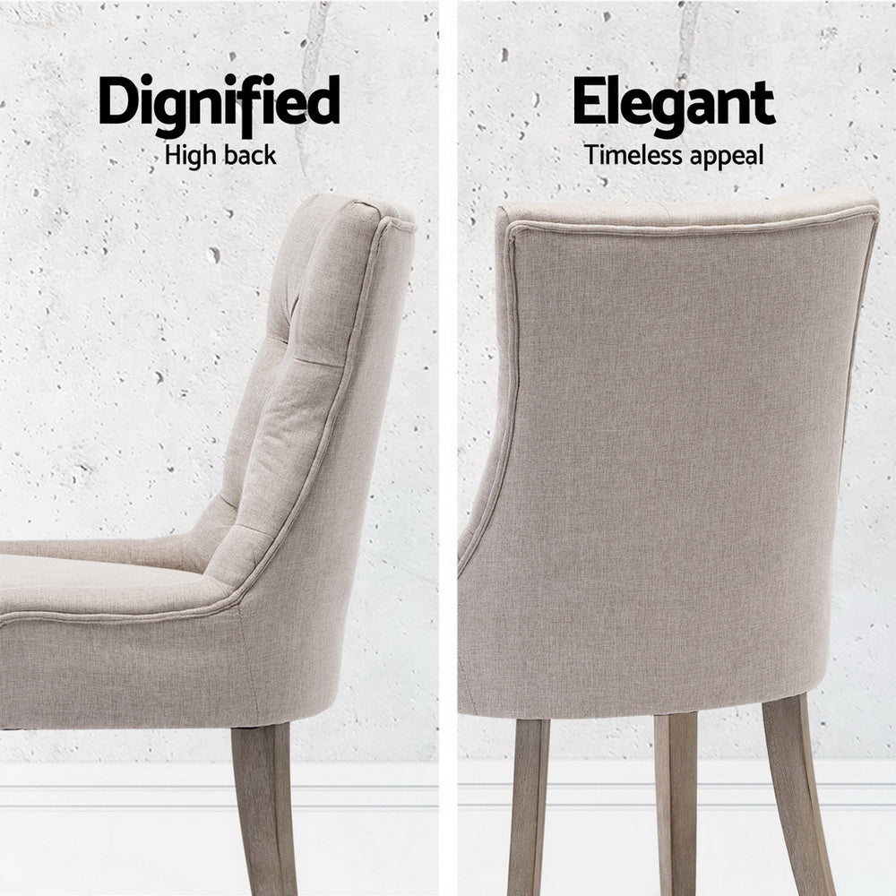 Artiss Dining Chairs Set of 4 Linen French Provincial Beige - Image 6