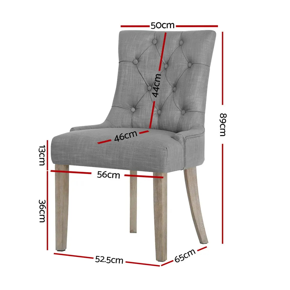 Artiss Dining Chairs Set of 4 Linen French Provincial Grey - Image 2