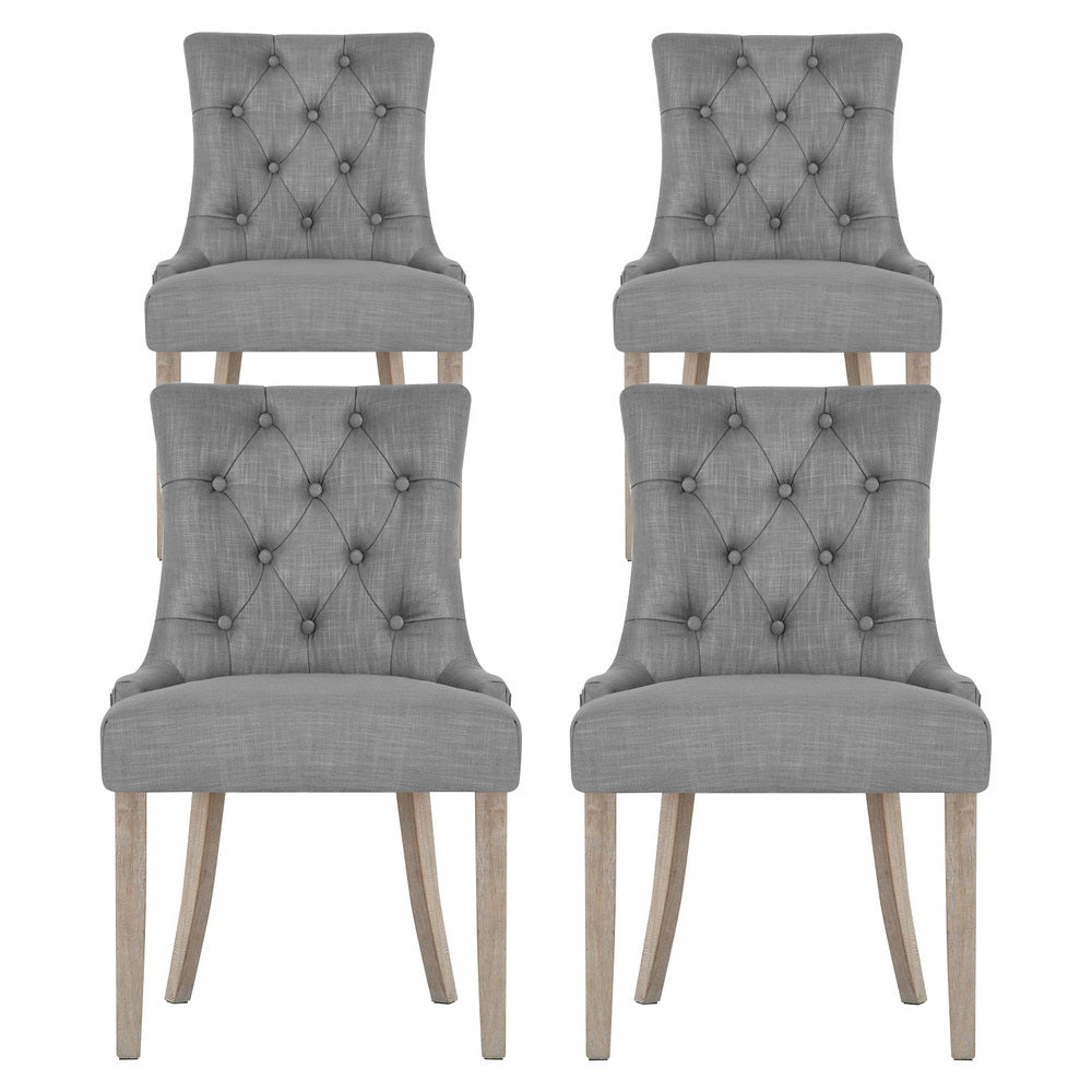 Artiss Dining Chairs Set of 4 Linen French Provincial Grey - Image 3