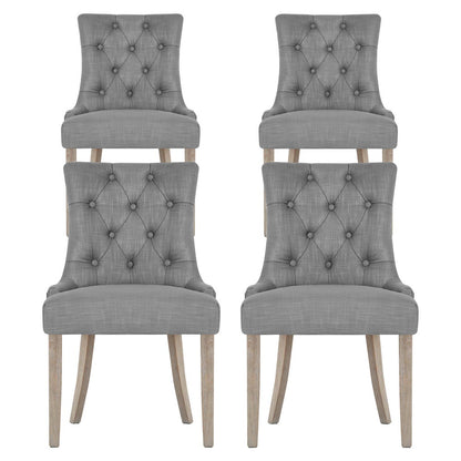 Artiss Dining Chairs Set of 4 Linen French Provincial Grey - Image 3