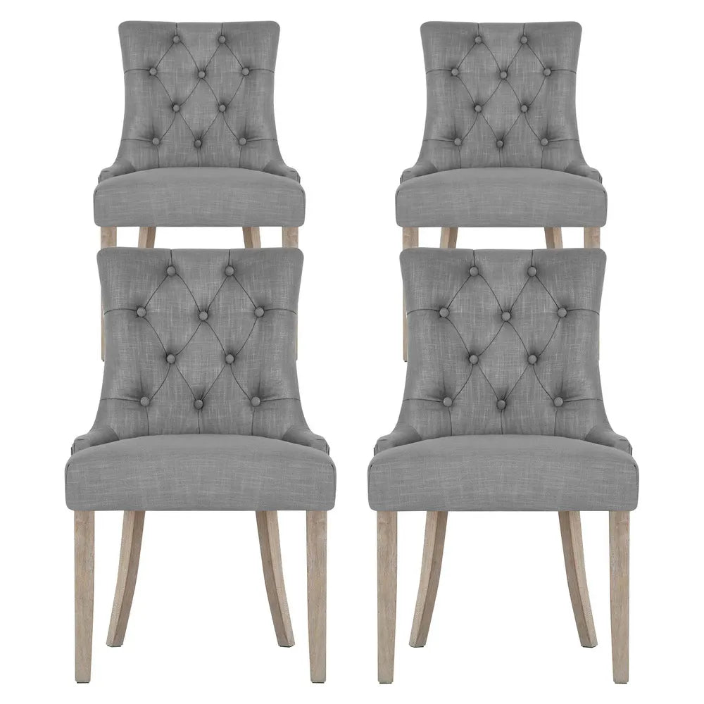 Artiss Dining Chairs Set of 4 Linen French Provincial Grey - Image 3