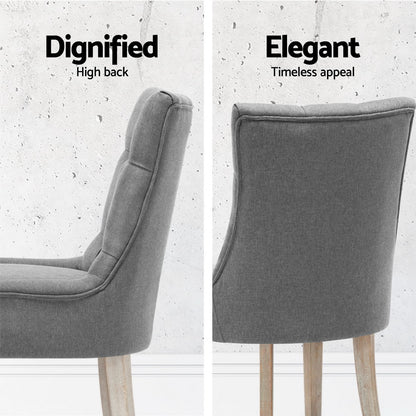 Artiss Dining Chairs Set of 4 Linen French Provincial Grey - Image 5