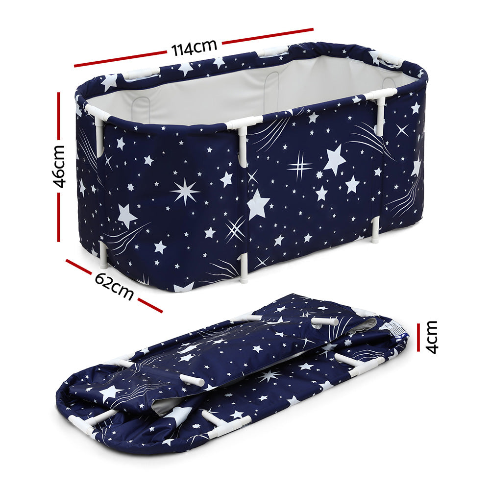 Weisshorn Foldable Bathtub PVC SPA Bucket Inflatable Cushion 114x62cm Star Navy - Image 2