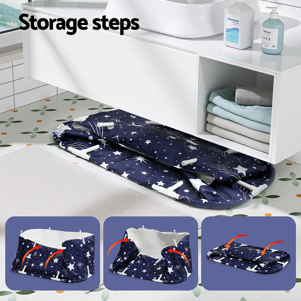 Weisshorn Foldable Bathtub PVC SPA Bucket Inflatable Cushion 134x65cm Star Navy - Image 6