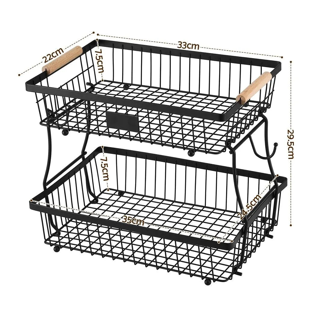 5-Star Chef 2 Tier Fruit Basket Bowl Detachable Kitchen Food Storage Stand - Image 2
