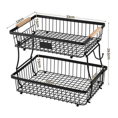 5-Star Chef 2 Tier Fruit Basket Bowl Detachable Kitchen Food Storage Stand - Image 2