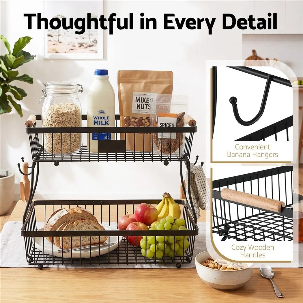 5-Star Chef 2 Tier Fruit Basket Bowl Detachable Kitchen Food Storage Stand - Image 6