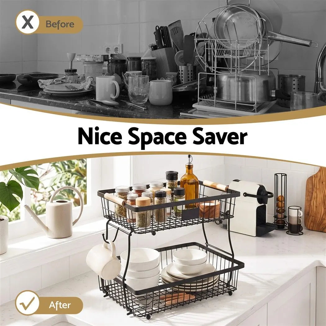 5-Star Chef 2 Tier Fruit Basket Bowl Detachable Kitchen Food Storage Stand - Image 7
