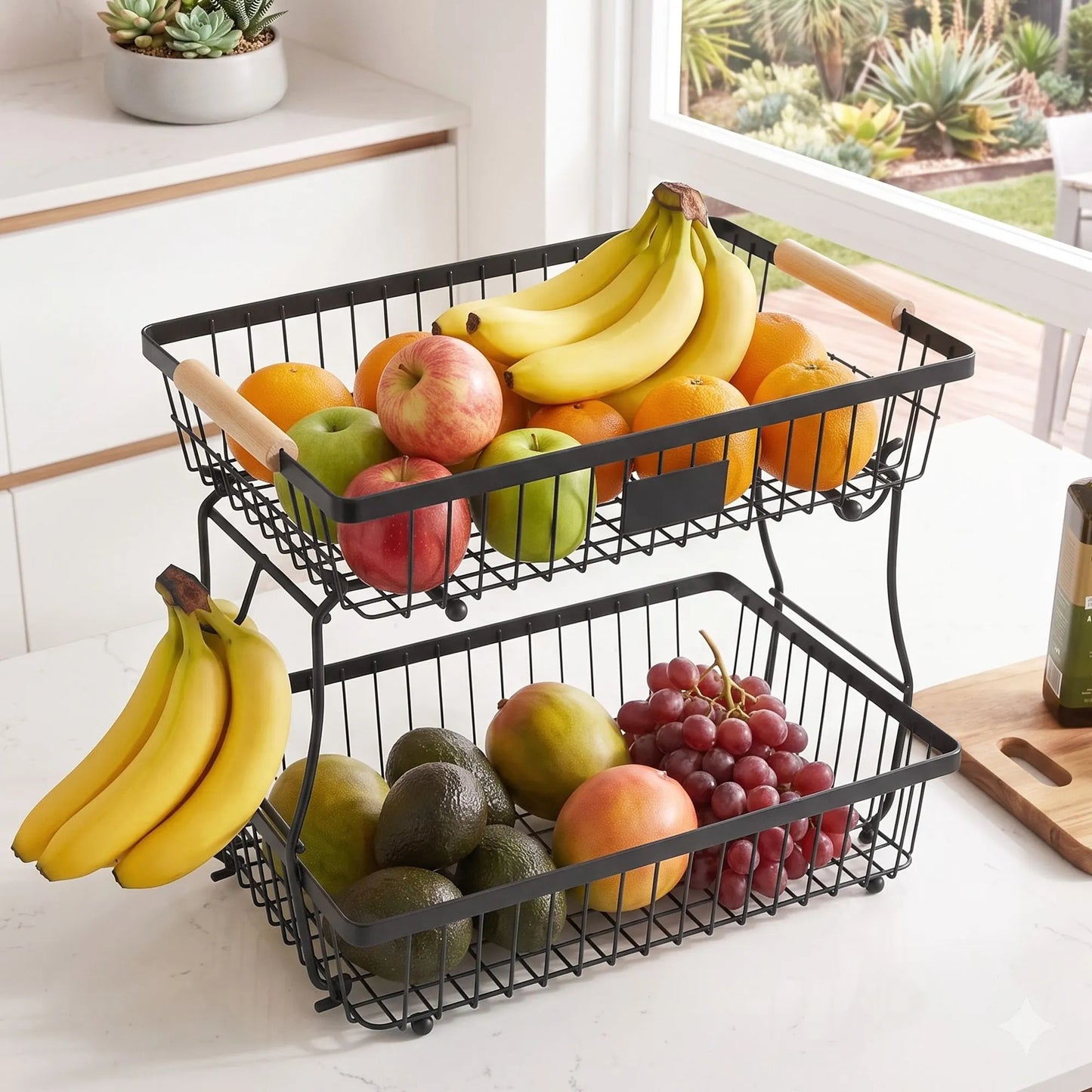 5-Star Chef 2 Tier Fruit Basket Bowl Detachable Kitchen Food Storage Stand - Image 9