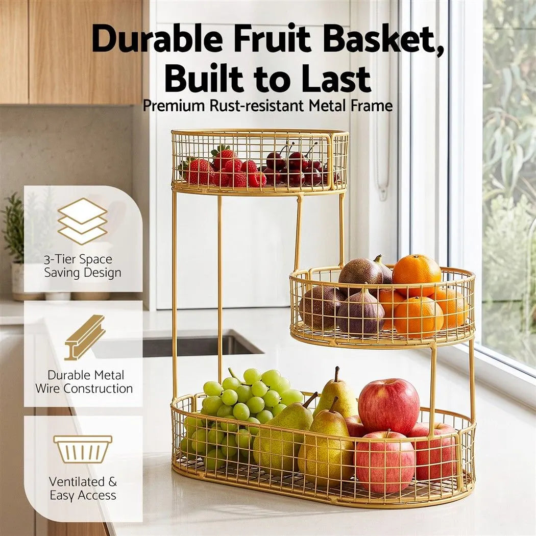 5-Star Chef Fruit Basket Bowl Space Saving Kitchen Food Storage Organiser - Image 4