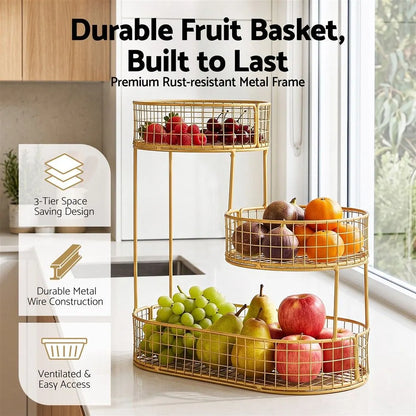 5-Star Chef Fruit Basket Bowl Space Saving Kitchen Food Storage Organiser - Image 4