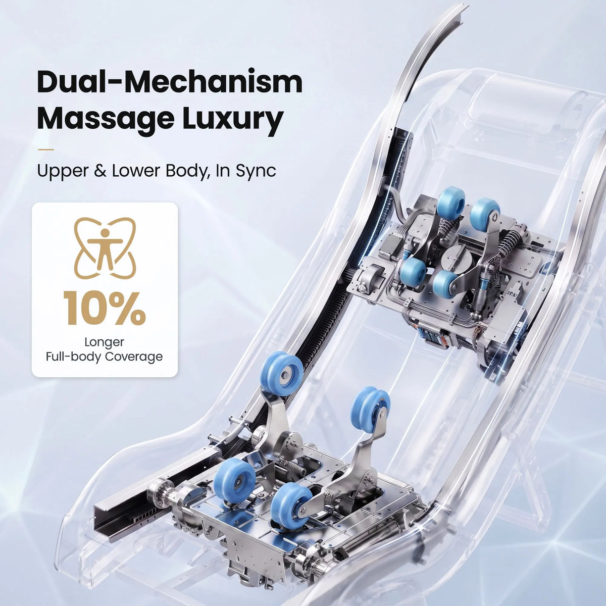 Livemor Prestige 4D Dual Mechanism Massage Chair, Full Body Zero Gravity Recliner with Extended SL Track, Body Scan, Air Compression, Waist Heating, Foot Rollers, Voice Control & Wireless Charging - Image 5