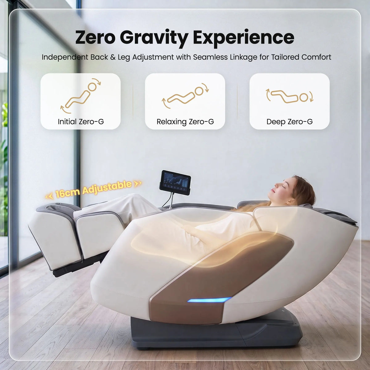 Livemor Prestige 4D Dual Mechanism Massage Chair, Full Body Zero Gravity Recliner with Extended SL Track, Body Scan, Air Compression, Waist Heating, Foot Rollers, Voice Control & Wireless Charging - Image 8