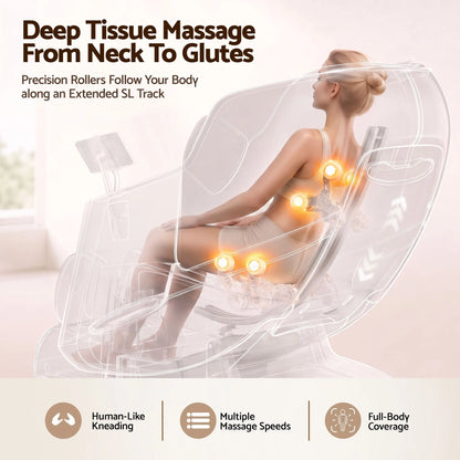 Livemor Elite 4D Massage Chair Recliner, SL Track Zero Gravity & Heat Auto Body Scan, 12 Auto Programs, 3 Zero-G Positions, Foot Rollers, Airbag Compression, Bluetooth Speaker, Wireless Charging - Image 5