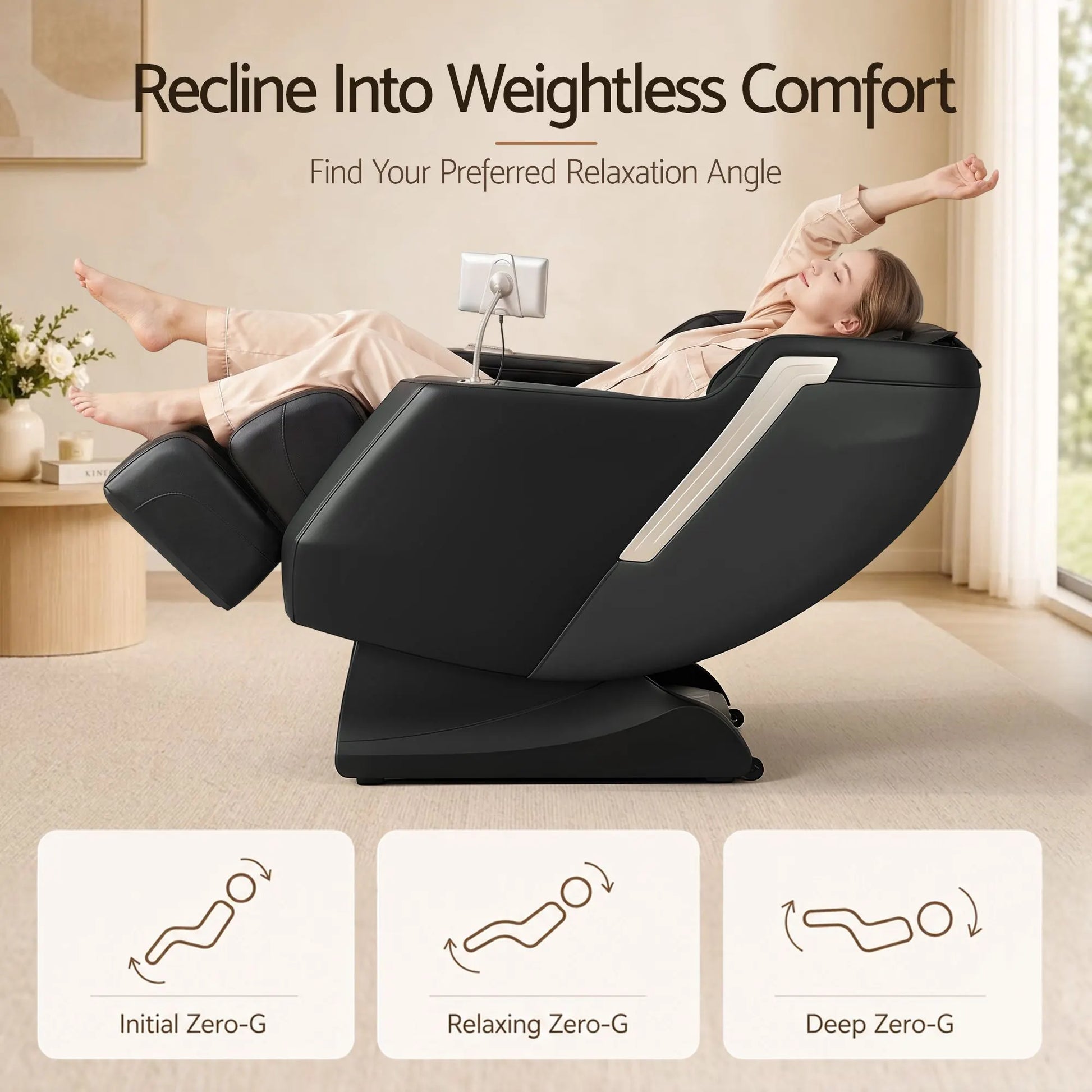 Livemor Flex Massage Chair Full Body with Heat Zero Gravity Recliner, 24 Airbags, Foot Massage, 6 Auto Programs, Voice Control, Bluetooth Speakers, Screen Control, Extendable Footrest - Image 6