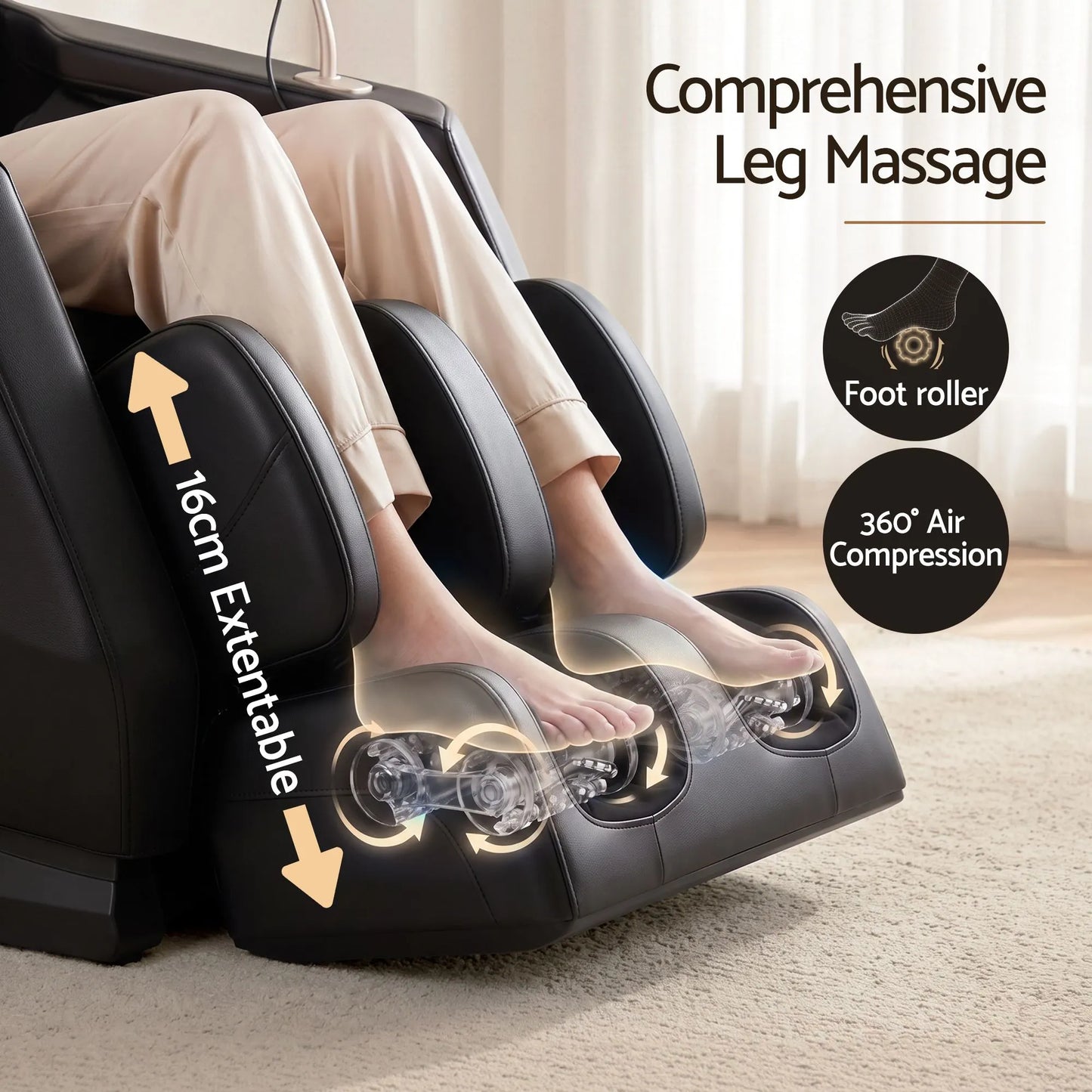 Livemor Flex Massage Chair Full Body with Heat Zero Gravity Recliner, 24 Airbags, Foot Massage, 6 Auto Programs, Voice Control, Bluetooth Speakers, Screen Control, Extendable Footrest - Image 9