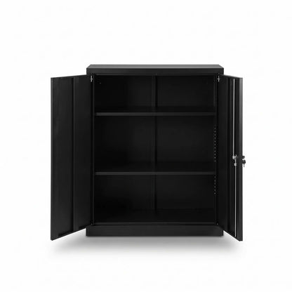 Artiss 100cm Steel Locker Cabinet Filing Mental Storage 100cm 3-Point Lock 2 Adjustable Shelves Black - Image 4