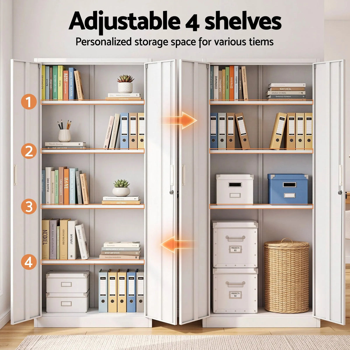 Astiss 180cm Steel Locker Cabinet Mental Storage 4 Adjustable Shelves - Image 4