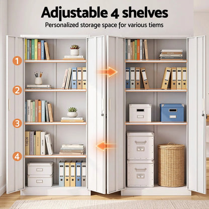 Astiss 180cm Steel Locker Cabinet Mental Storage 4 Adjustable Shelves - Image 4