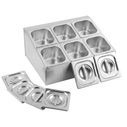 5-Star Chef 6 Pan Food Serving Display Container Stainless Steel Food Container Lids - Image 9