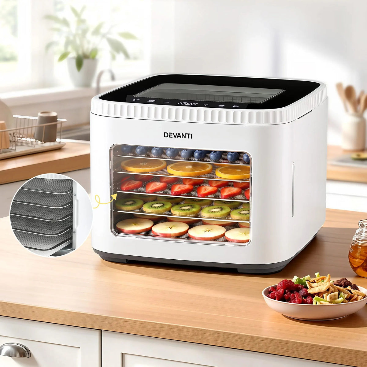 Devanti Food Dehydrator Machine 5 Tray Mini Fruit Dryer Maker White - Image 4