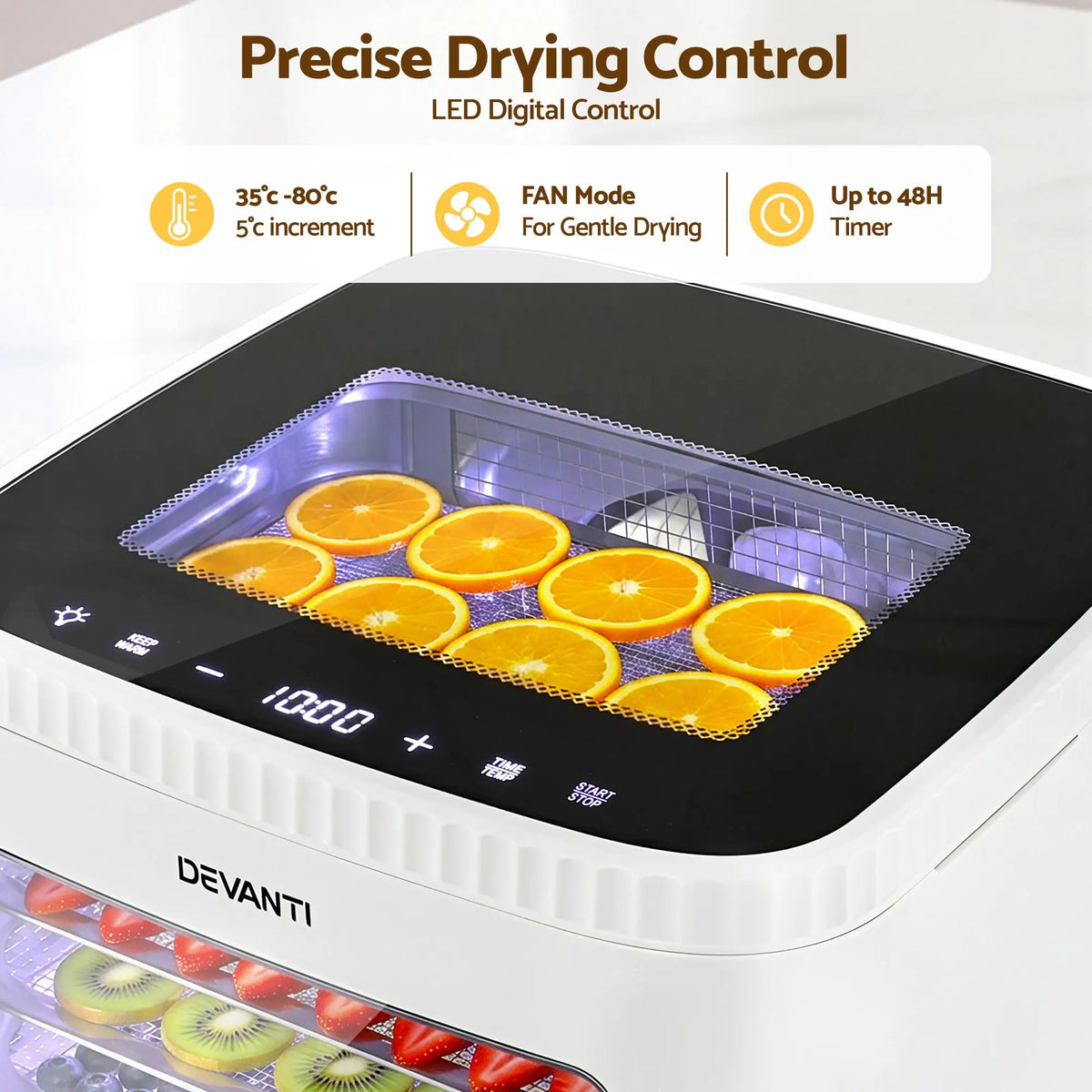 Devanti Food Dehydrator Machine 5 Tray Mini Fruit Dryer Maker White - Image 6