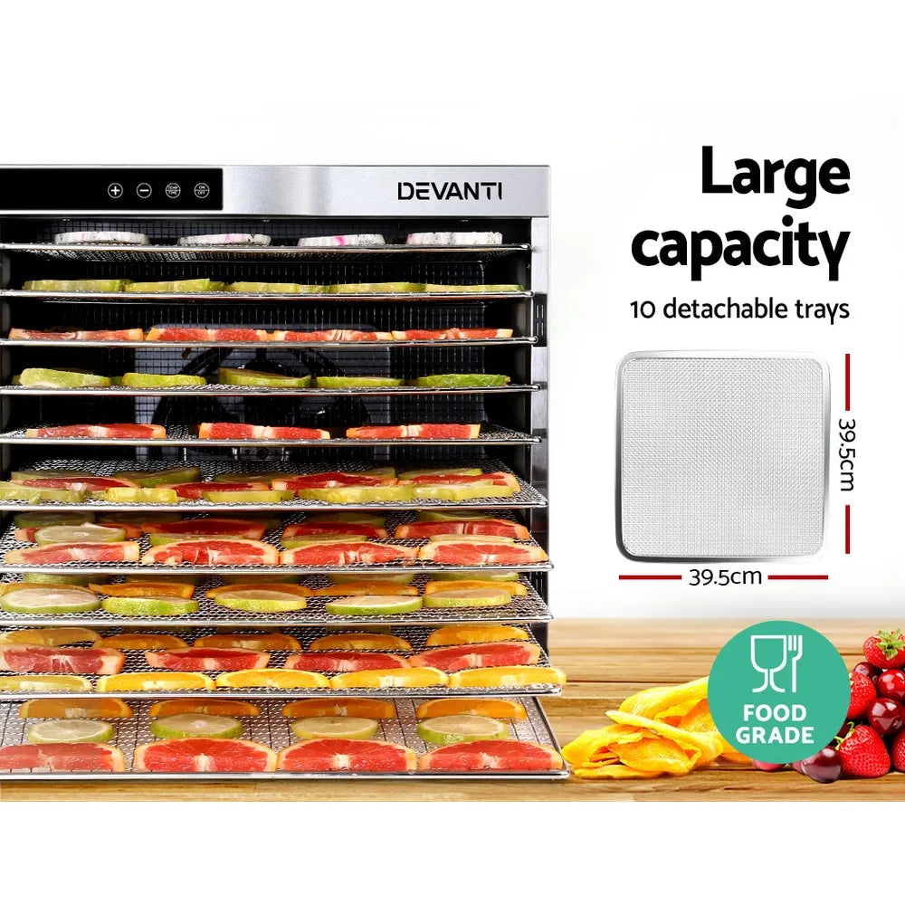 Devanti 10 Trays Food Dehydrator Stainless Steel Tray - Image 4