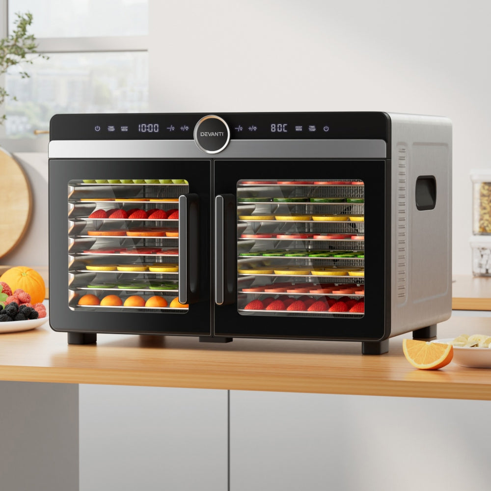 Devanti 16 Trays Food Dehydrator Dual-Zone Stainless Steel - Image 7