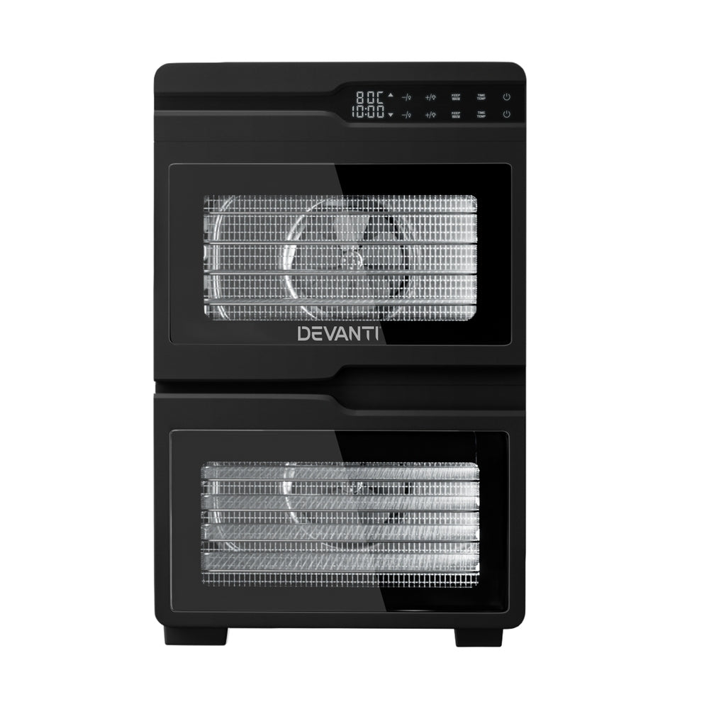 Devanti 12 Trays Food Dehydrator Dual-Zone Stainless Steel Fruit Jerky Dryer - Image 3