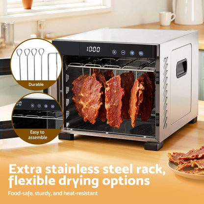 Devanti Food Dehydrator 6 Tray Fruit Dryer Jerky Maker With Stainless Steel Rack - Image 5