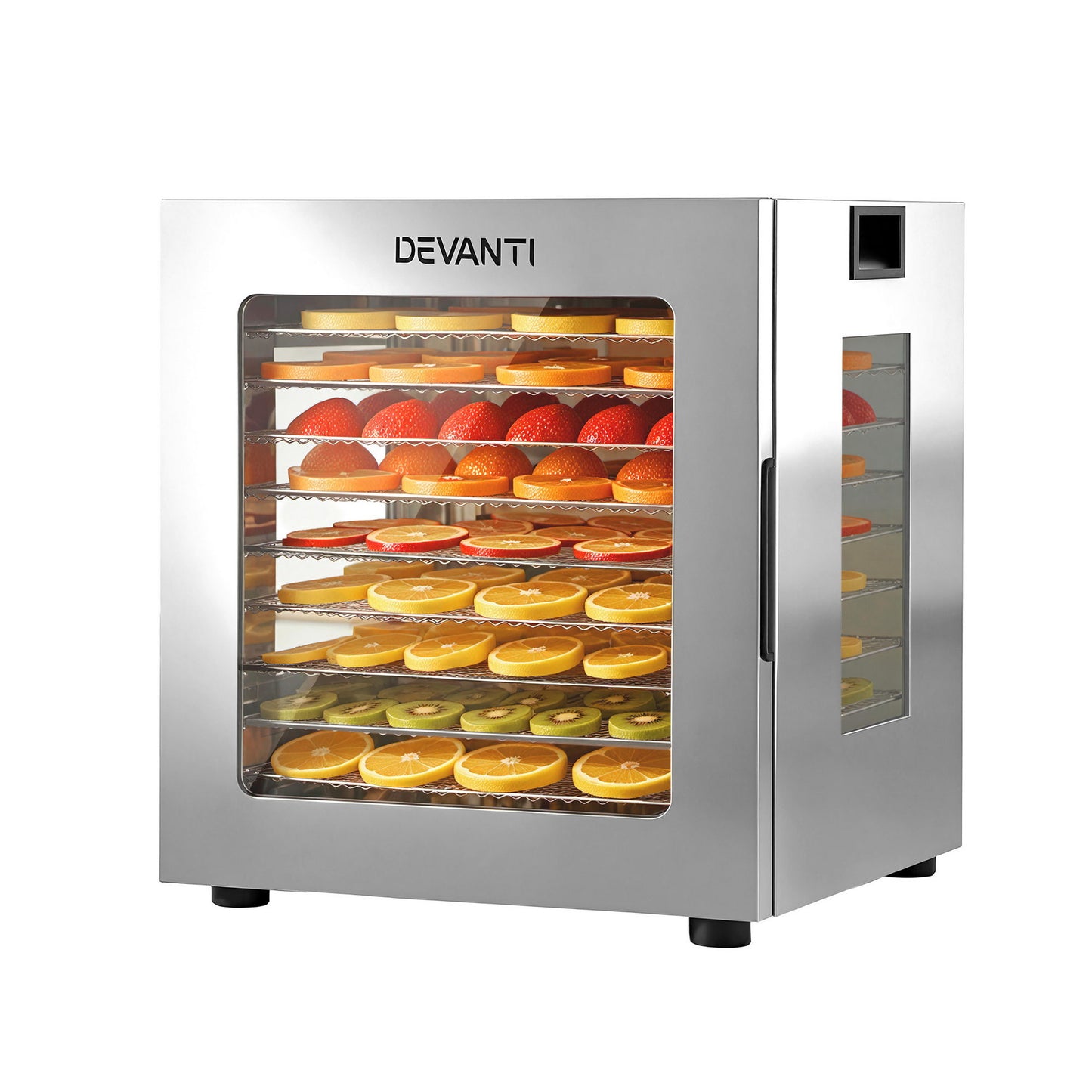 Devanti 10 Trays Food Dehydrator Stainless Steel Visible Glass Door 850W - Image 2