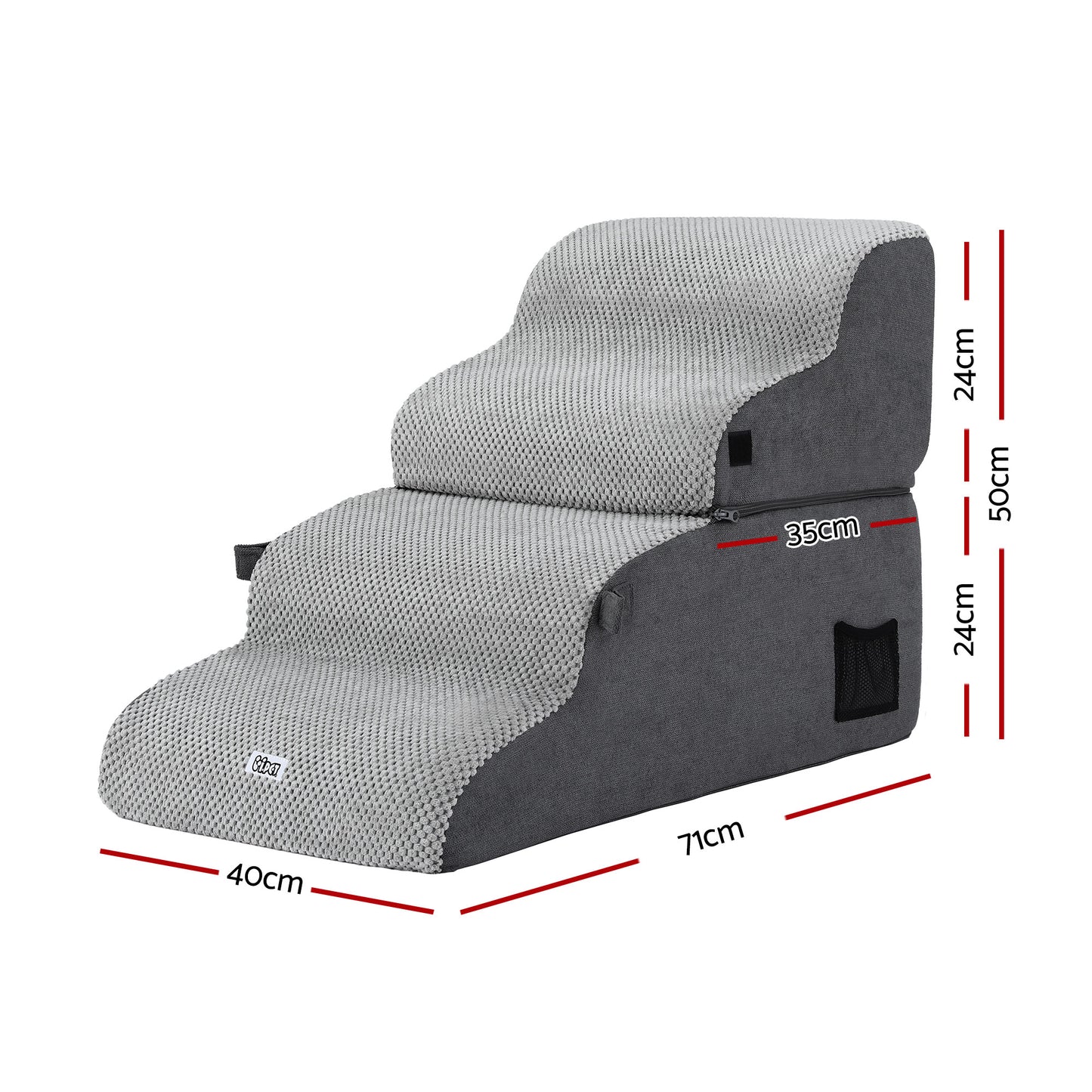 i.Pet Dog Stairs and Bed 2-in-1 Sofa Car Foam Non-Slip Washable Pet Stairs Indoor Grey - Image 2