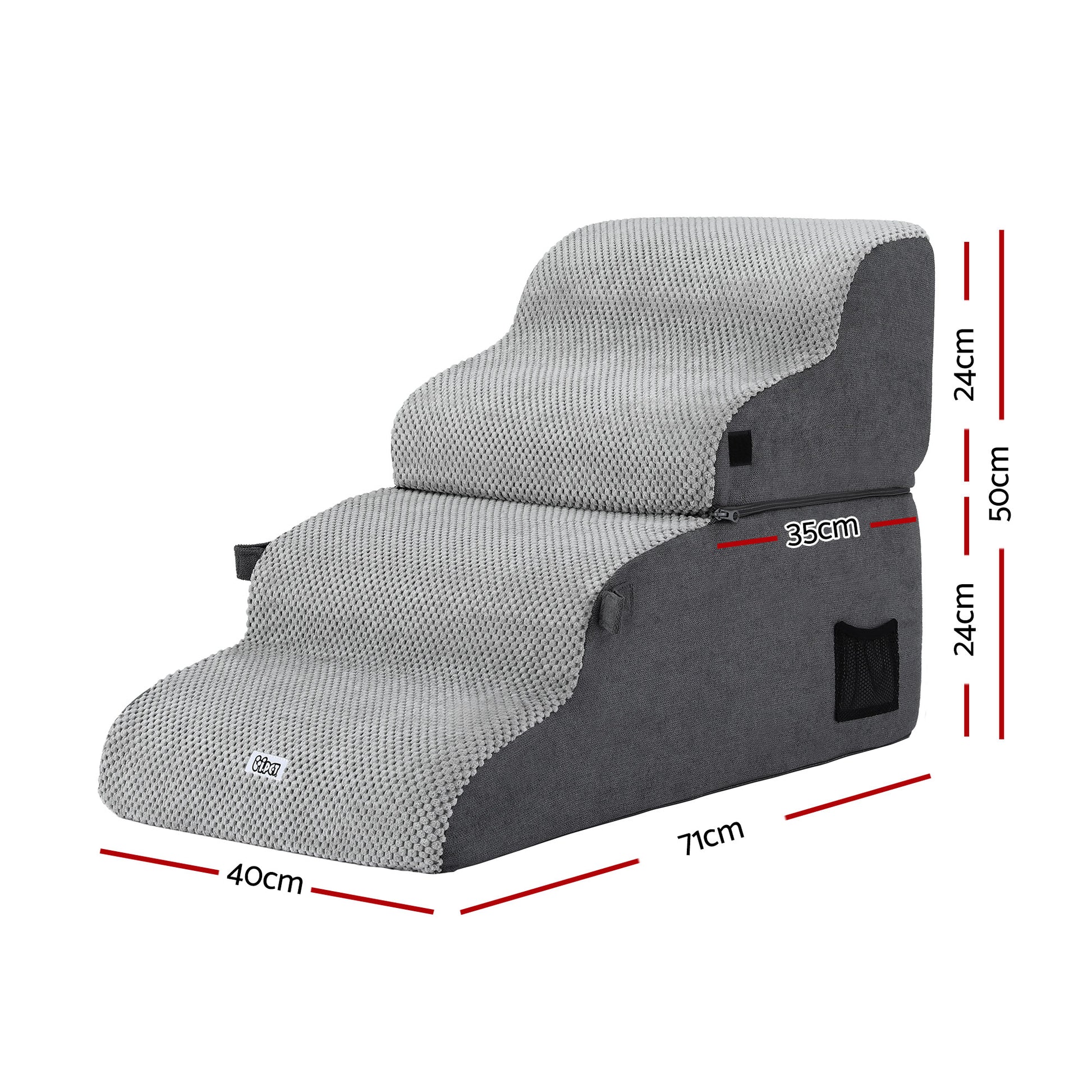 i.Pet Dog Stairs and Bed 2-in-1 Sofa Car Foam Non-Slip Washable Pet Stairs Indoor Grey - Image 2