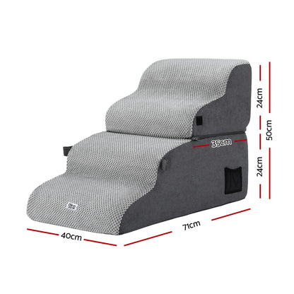 i.Pet Dog Stairs and Bed 2-in-1 Sofa Car Foam Non-Slip Washable Pet Stairs Indoor Grey - Image 2
