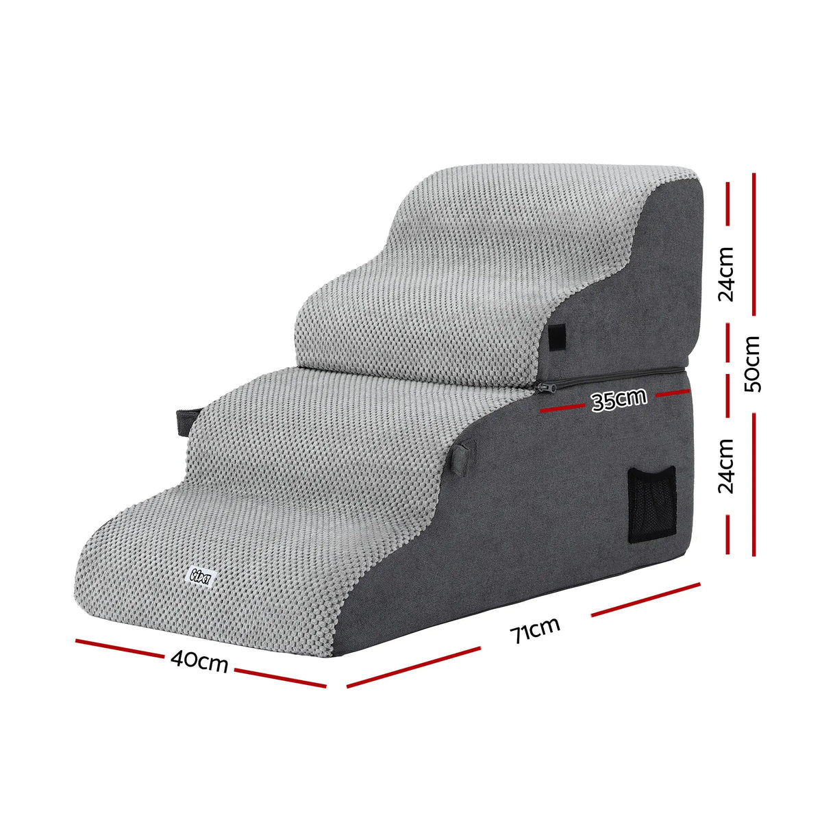 i.Pet Dog Stairs and Bed 2-in-1 Sofa Car Foam Non-Slip Washable Pet Stairs Indoor Grey - Image 2