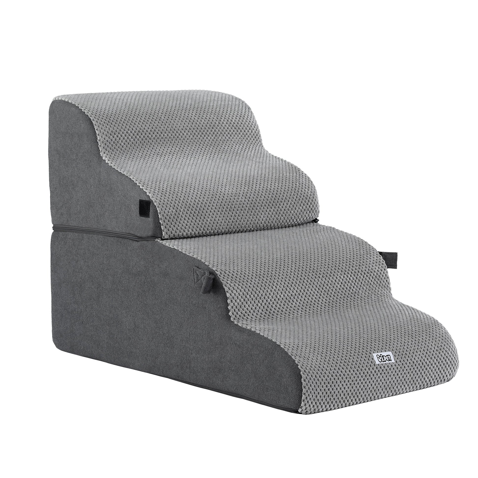 i.Pet Dog Stairs and Bed 2-in-1 Sofa Car Foam Non-Slip Washable Pet Stairs Indoor Grey - Image 3