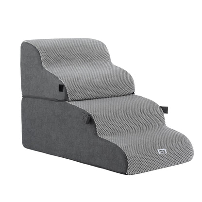 i.Pet Dog Stairs and Bed 2-in-1 Sofa Car Foam Non-Slip Washable Pet Stairs Indoor Grey - Image 3