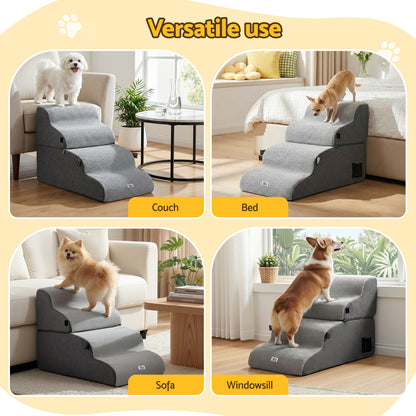 i.Pet Dog Stairs and Bed 2-in-1 Sofa Car Foam Non-Slip Washable Pet Stairs Indoor Grey - Image 8