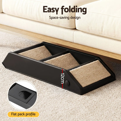 i.Pet Dog Ramp 3 Steps Pet Stairs For Bed Sofa Car Foldable Portable Ladder Black - Image 7