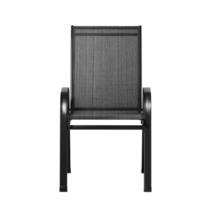 Gardeon 6PC Outdoor Dining Chairs Stackable Lounge Chair Patio Furniture Black - Image 3