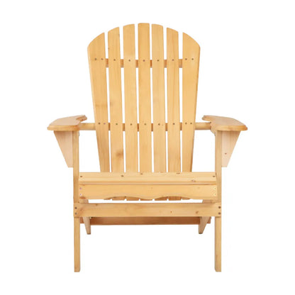 Gardeon Adirondack Outdoor Chairs Wooden Beach Chair Patio Furniture Garden Natural - Image 3