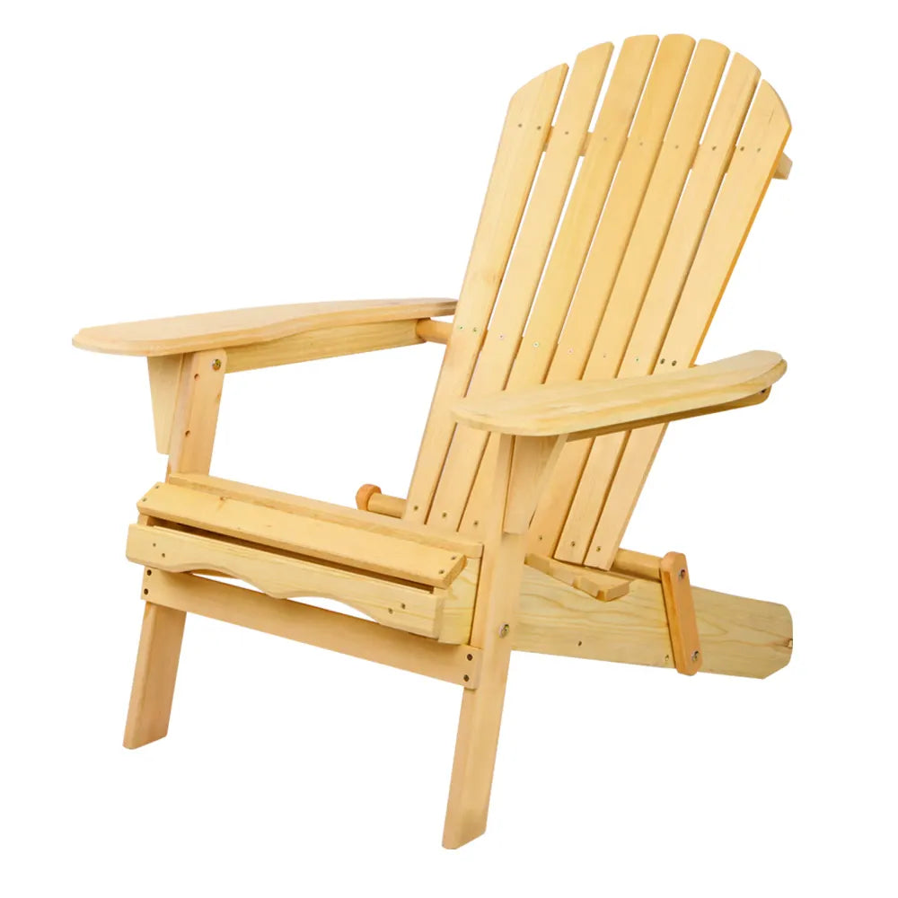 Gardeon Adirondack Outdoor Chairs Wooden Beach Chair Patio Furniture Garden Natural - Image 8